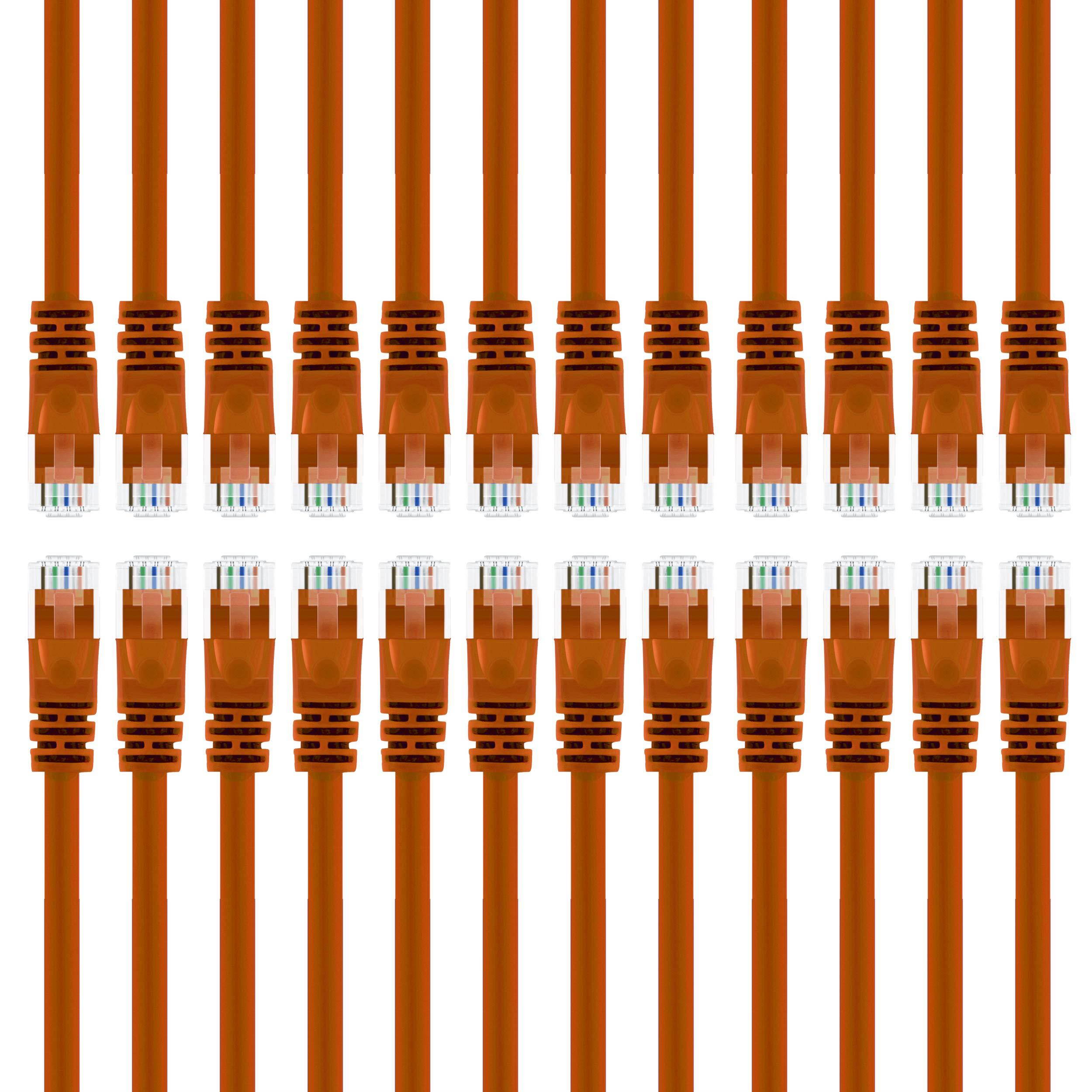 GearIT 24-Pack, Cat 6 Ethernet Cable Cat6 Snagless Patch 6 Feet - Snagless RJ45 Computer LAN Network Cord, Orange - Compatible with 24 48 Port Switch POE Rackmount 24port Gigabit