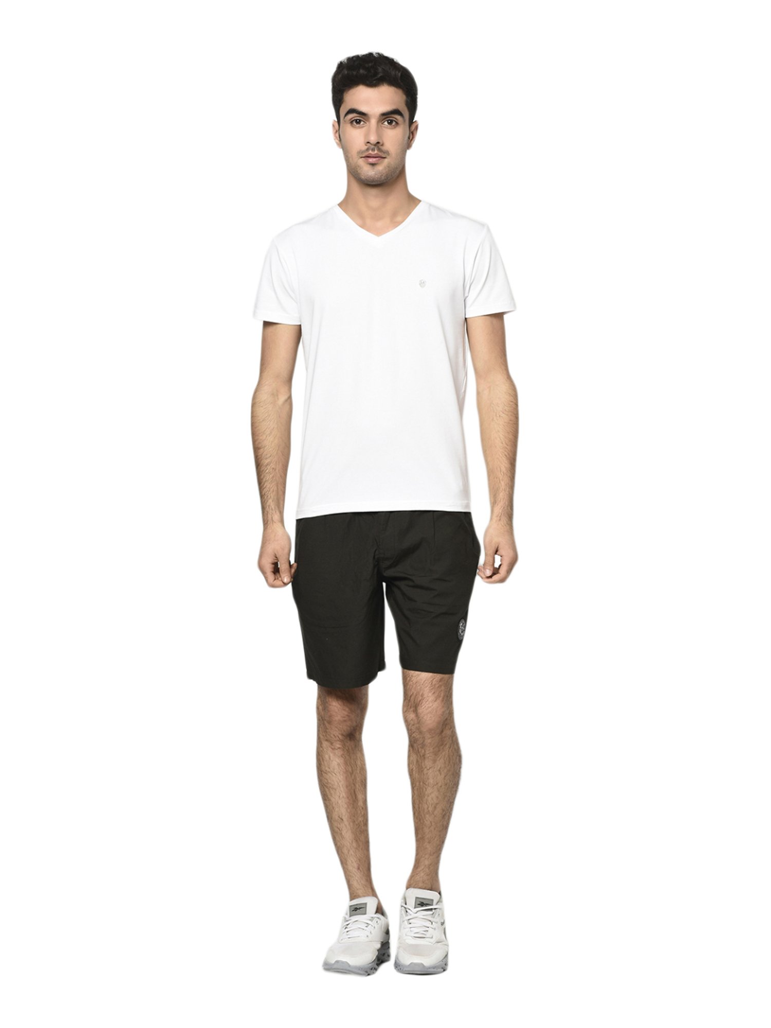 Octave Olive Green Cotton Regular Fit Shorts
