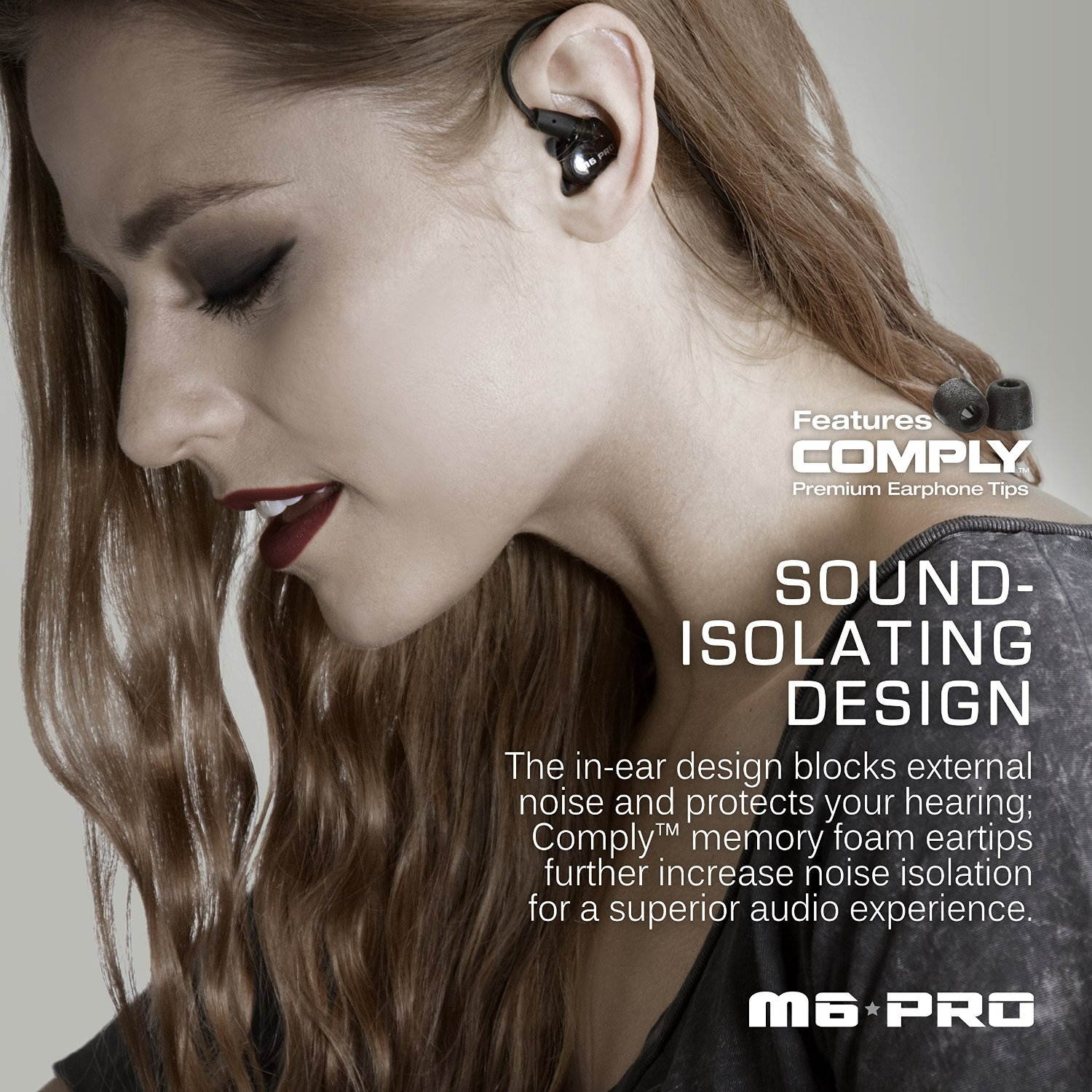 MEE audio M6 Pro Universal-Fit Noise-Isolating Musician's In-Ear Monitors with Detachable Cables (Smoke)