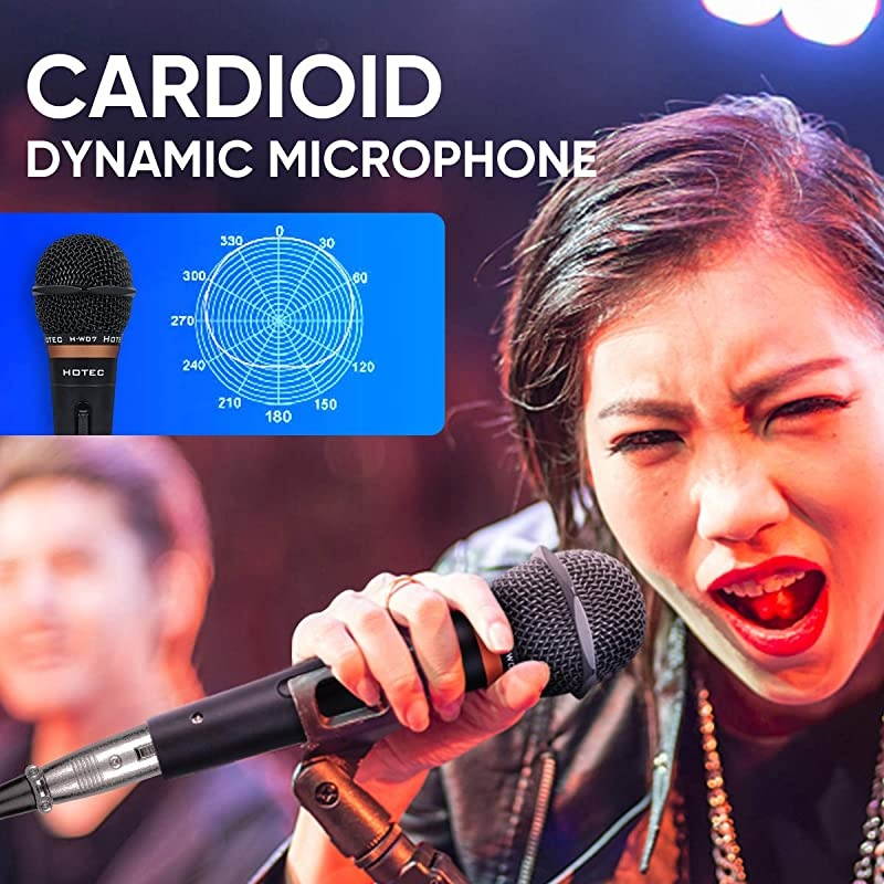 Premium Vocal Dynamic Handheld Microphone with 19ft Detachable XLR Cable and ON/Off Switch (Metal Black) (H-W07)