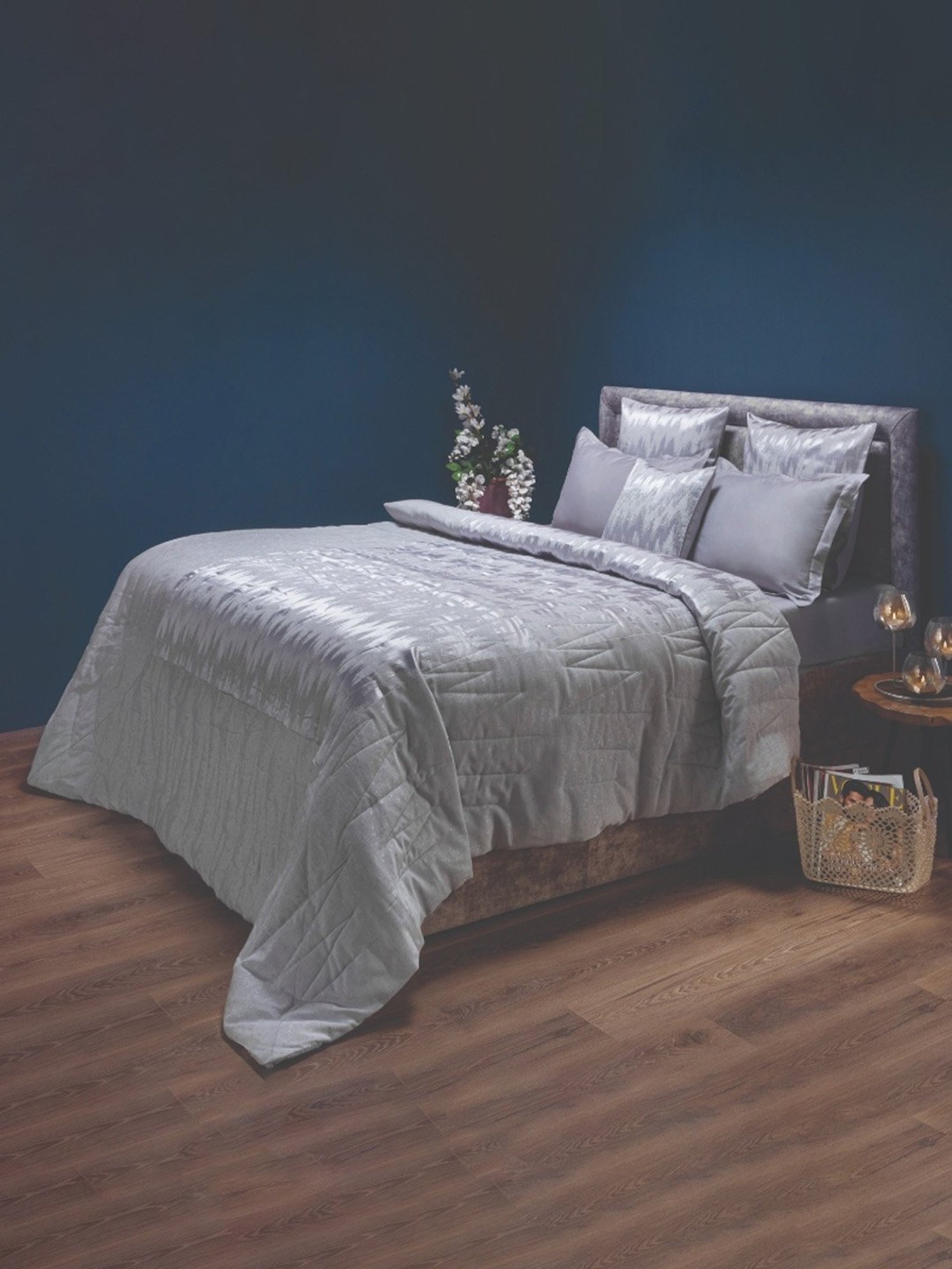 Spaces Self Grey 210 TC Cotton Bedding Set