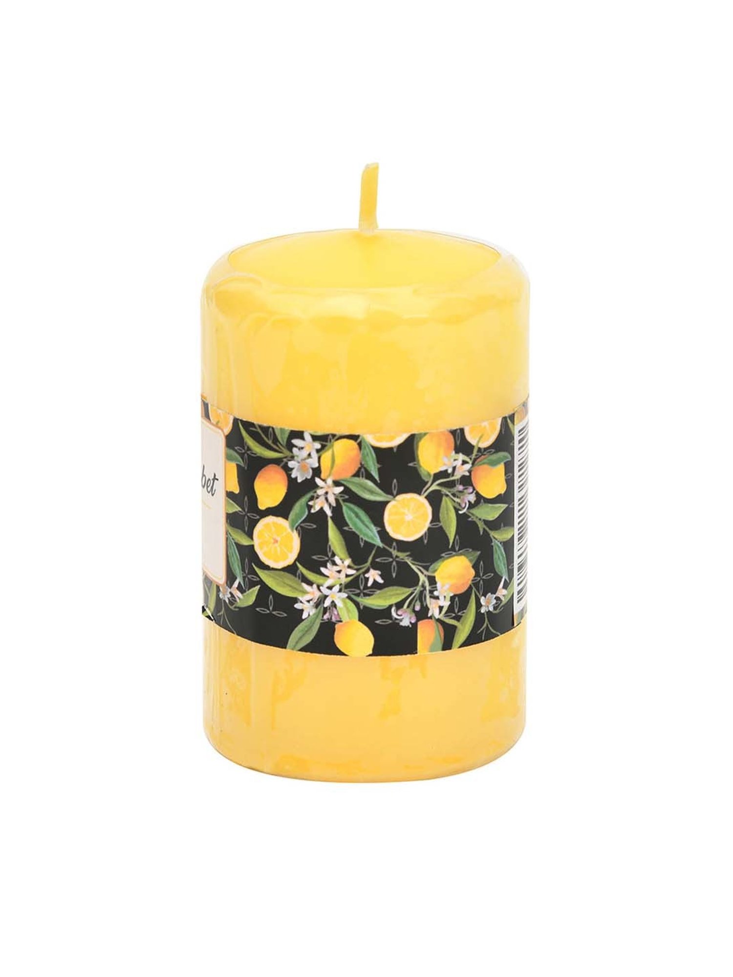 @home Yellow Lemon Sorbet Pillar Candle