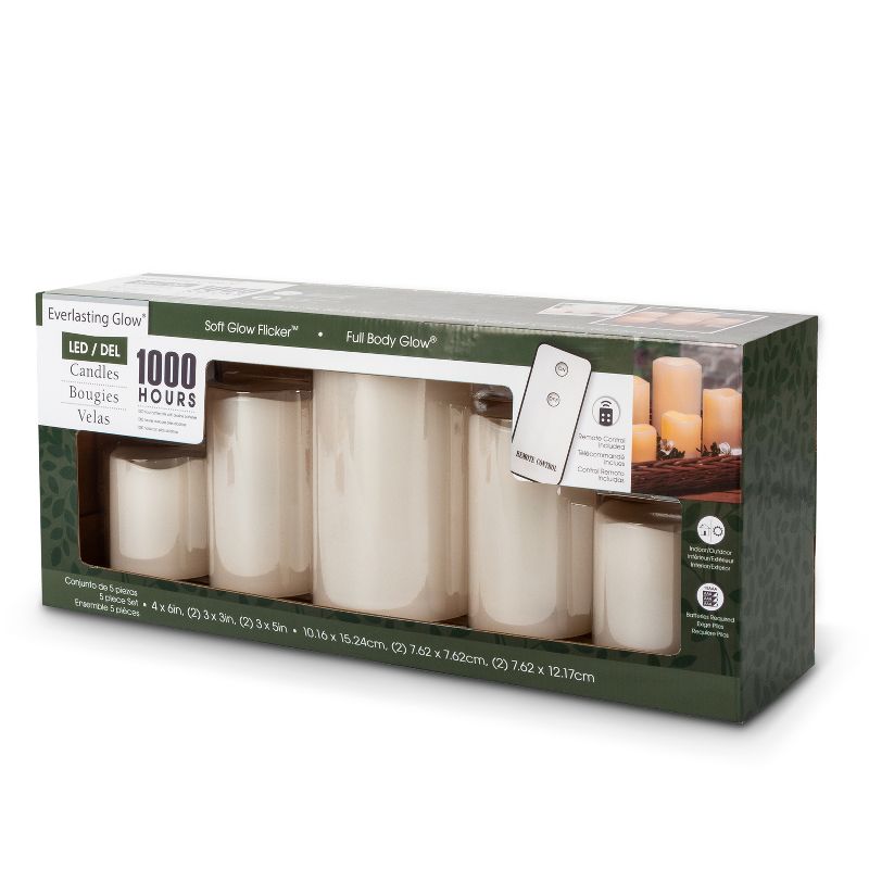 Everlasting Glow Set of 5 Indoor/Outdoor LED Candles