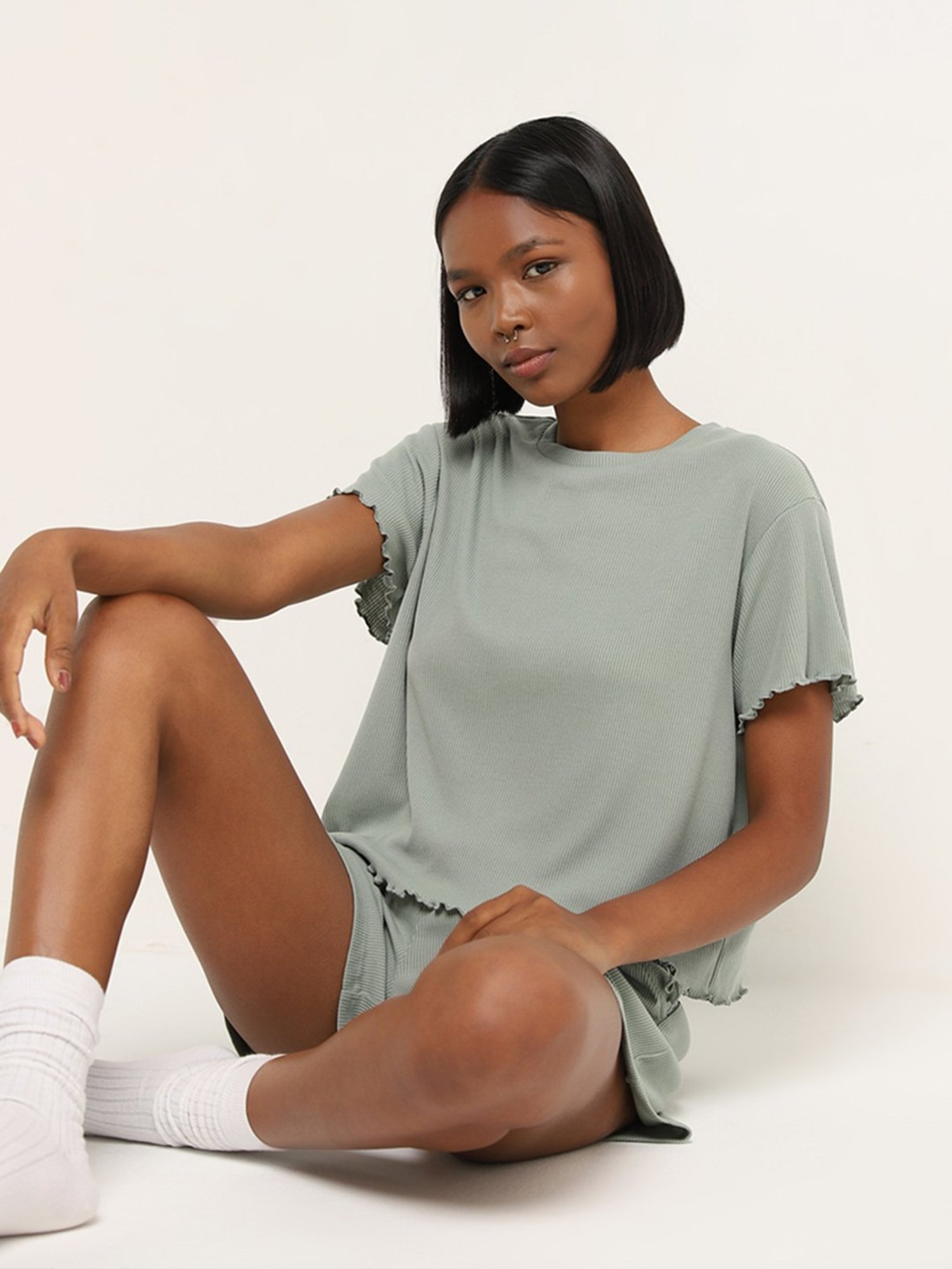 Superstar by Westside Sage Ribbed Textured T-Shirt