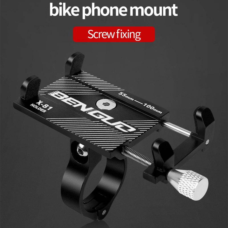 AOSTIRMOTOR Bike Phone Mount with Anti-Shake Stainless Steel Clamp Arms, Aluminum Alloy Bike & Motorcycle Phone Holder,for 4-7 inch Cellphone iPhone X/XR/Xs/8 Plus,Samsung S9/S8/S10