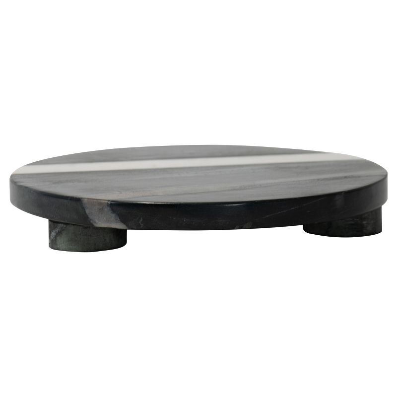 Round Black Marble with White Marble Inlay Kitchen Trivet - Foreside Home & Garden