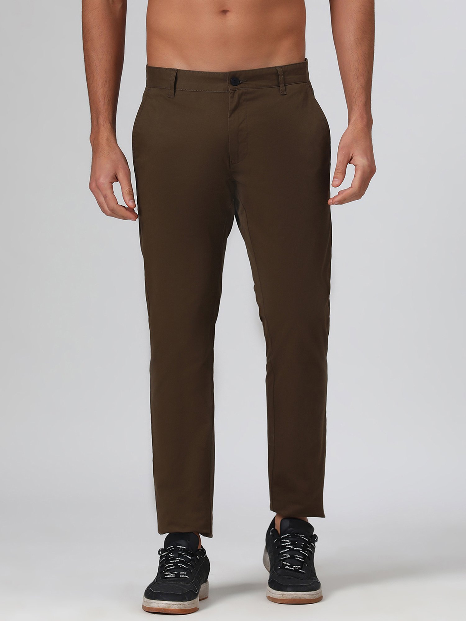 SUBTRACT Dark Olive Slim Fit Chinos