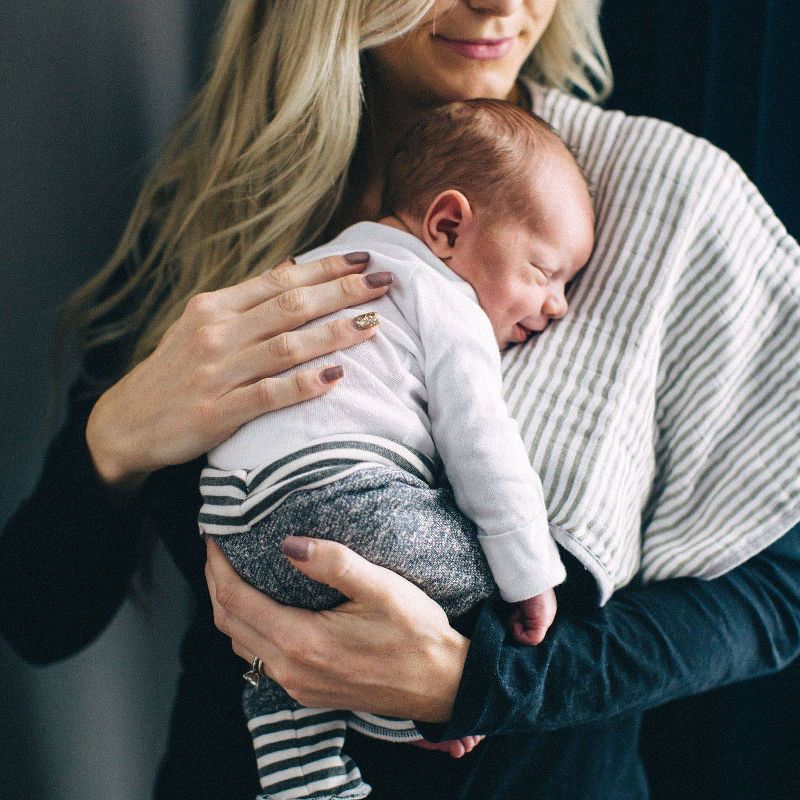 Little Unicorn 4-Layer Cotton Muslin Burp Cloth - Gray Stripe