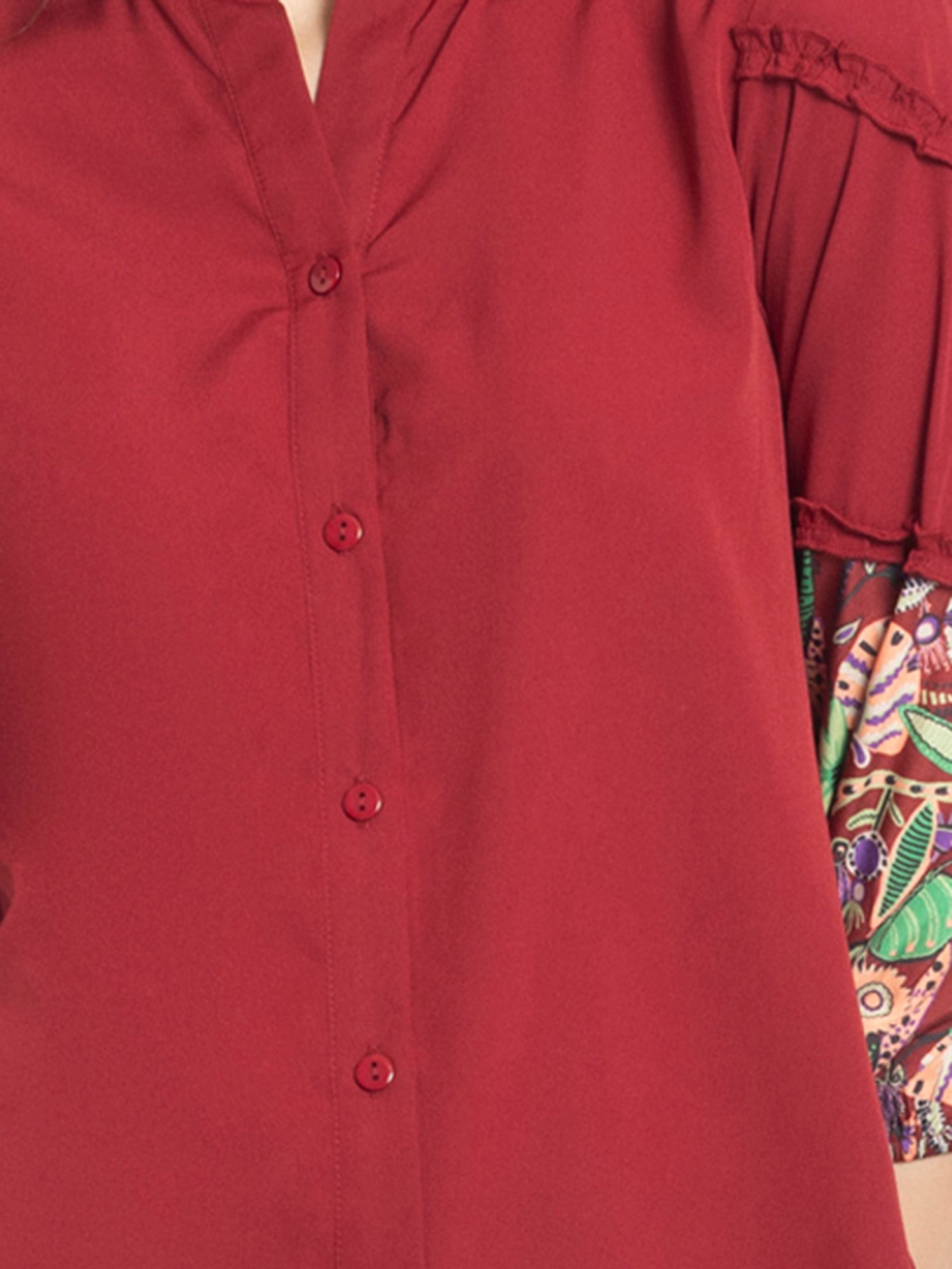 SHAYE Maroon Printed Shirt