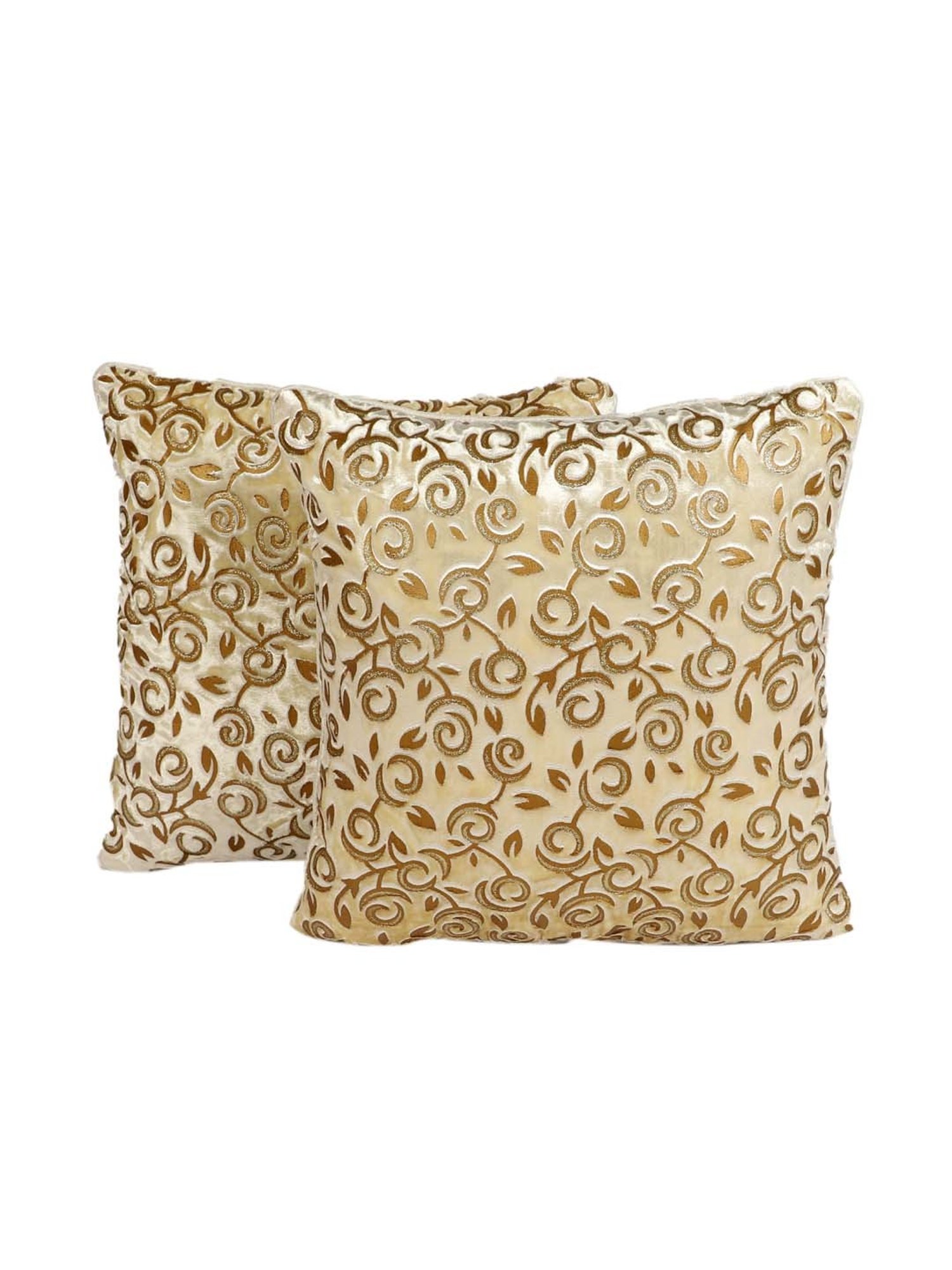 MFD HOME Furnishing Beige Velvet Cushion Cover - Set of 2