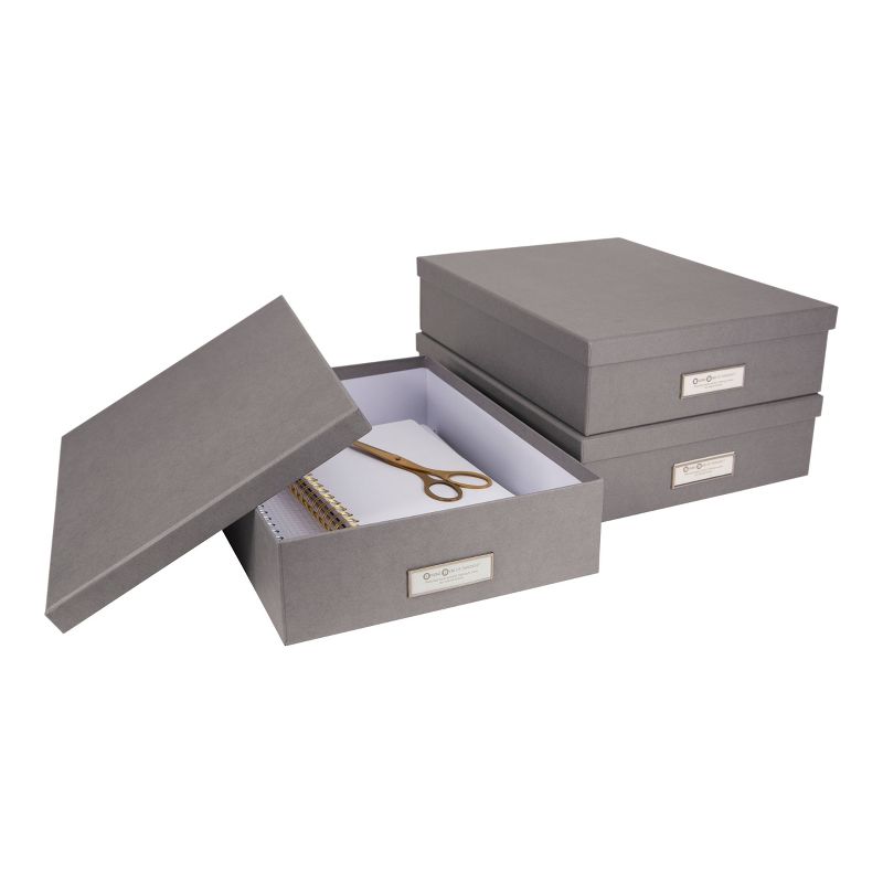 Set of 3 Oskar Letter Box Gray - Bigso Box of Sweden