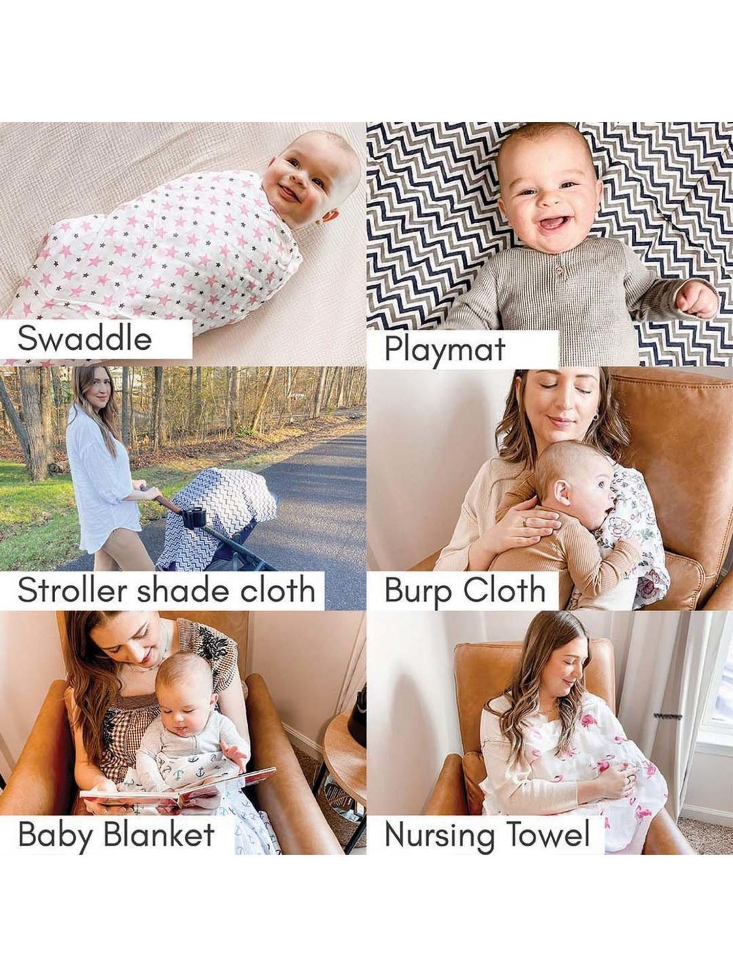 Haus & Kinder Kids White & Bubblegum Pink Cotton Printed Swaddle (Pack of 2)