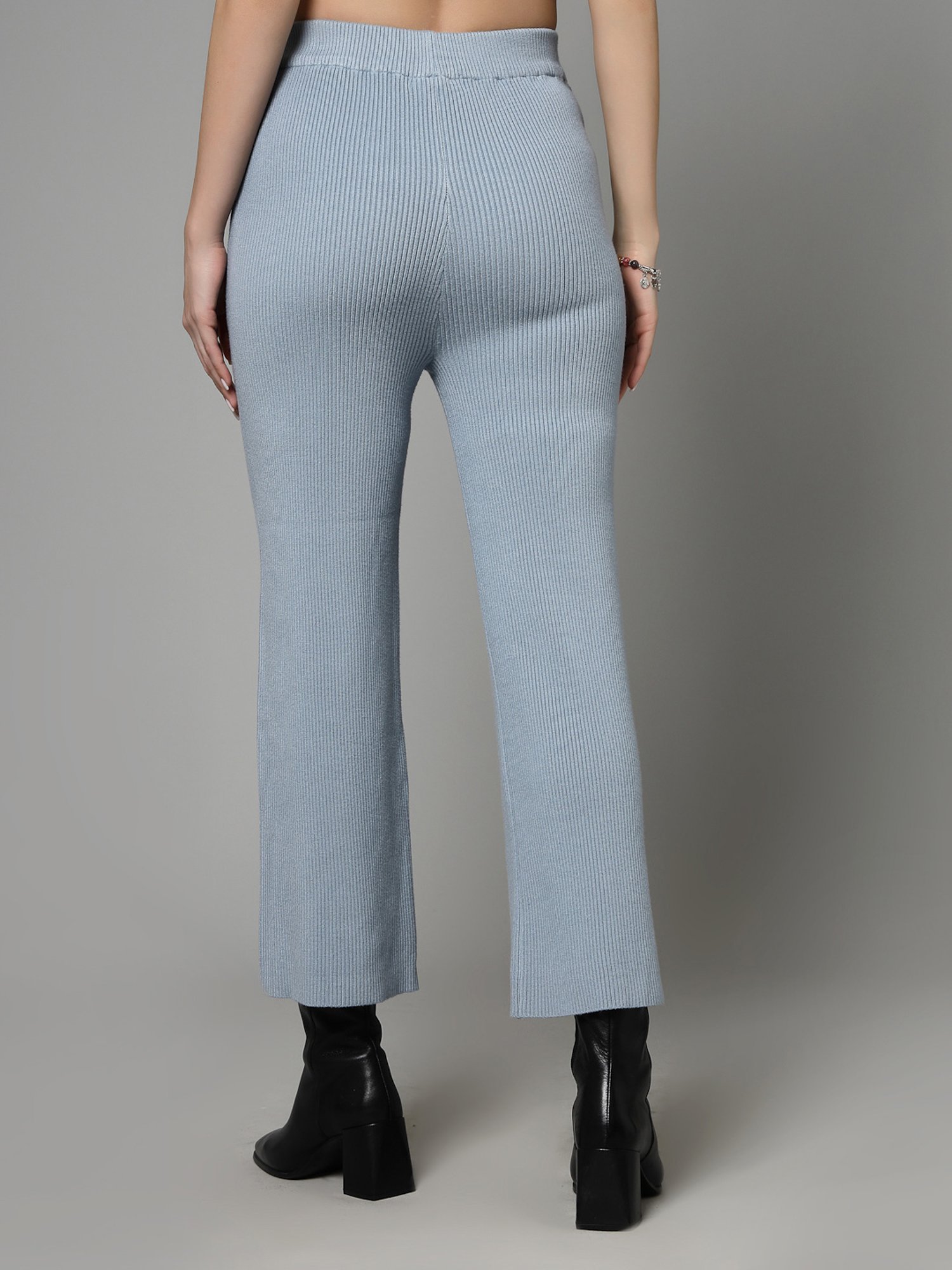 Mafadeny Sky Blue Regular Fit Mid Rise Palazzos