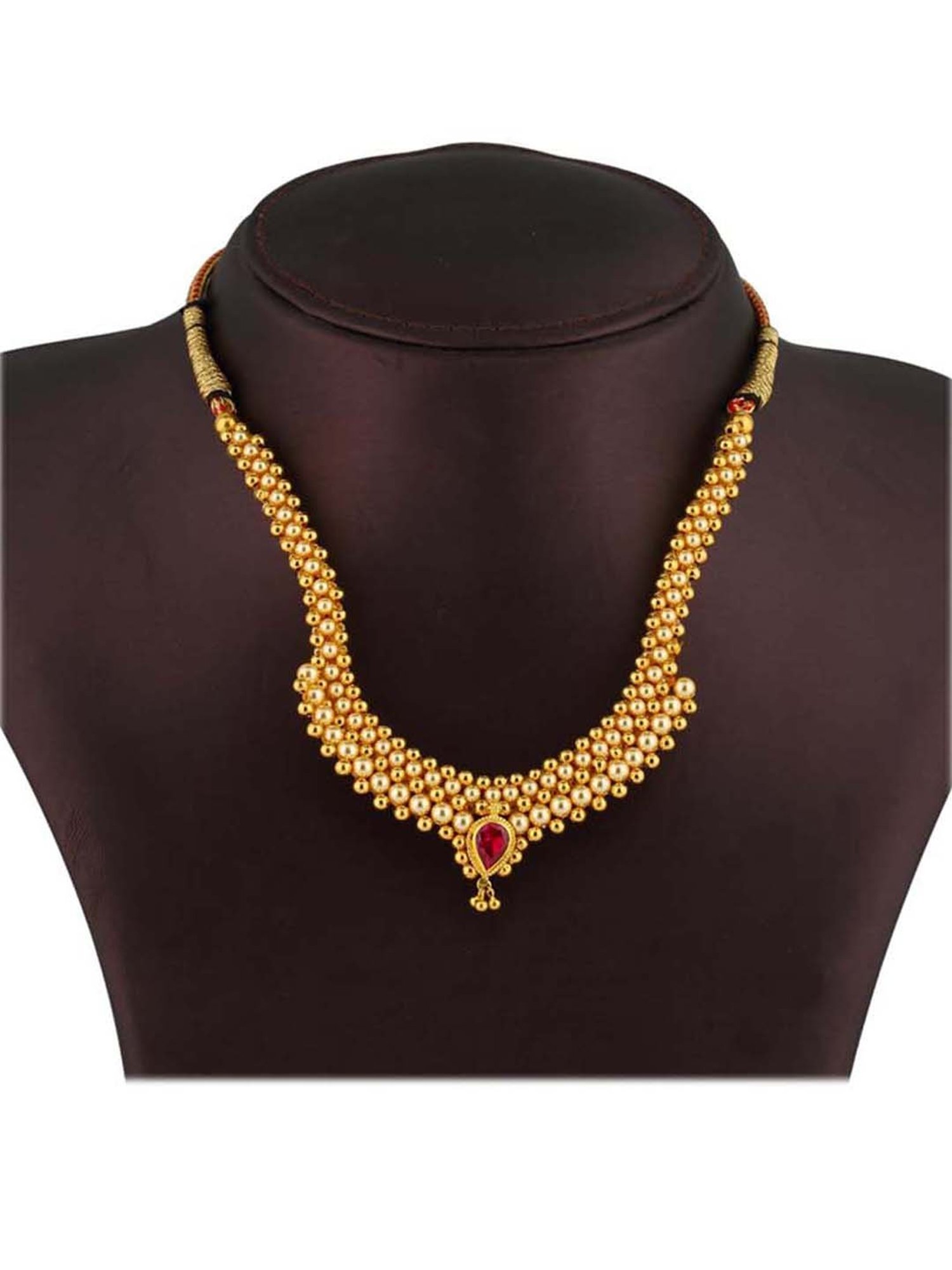 CKC Repouss&iquest; Work Rudraksha Gold Extender Neck Chain: Spiritual Elegance