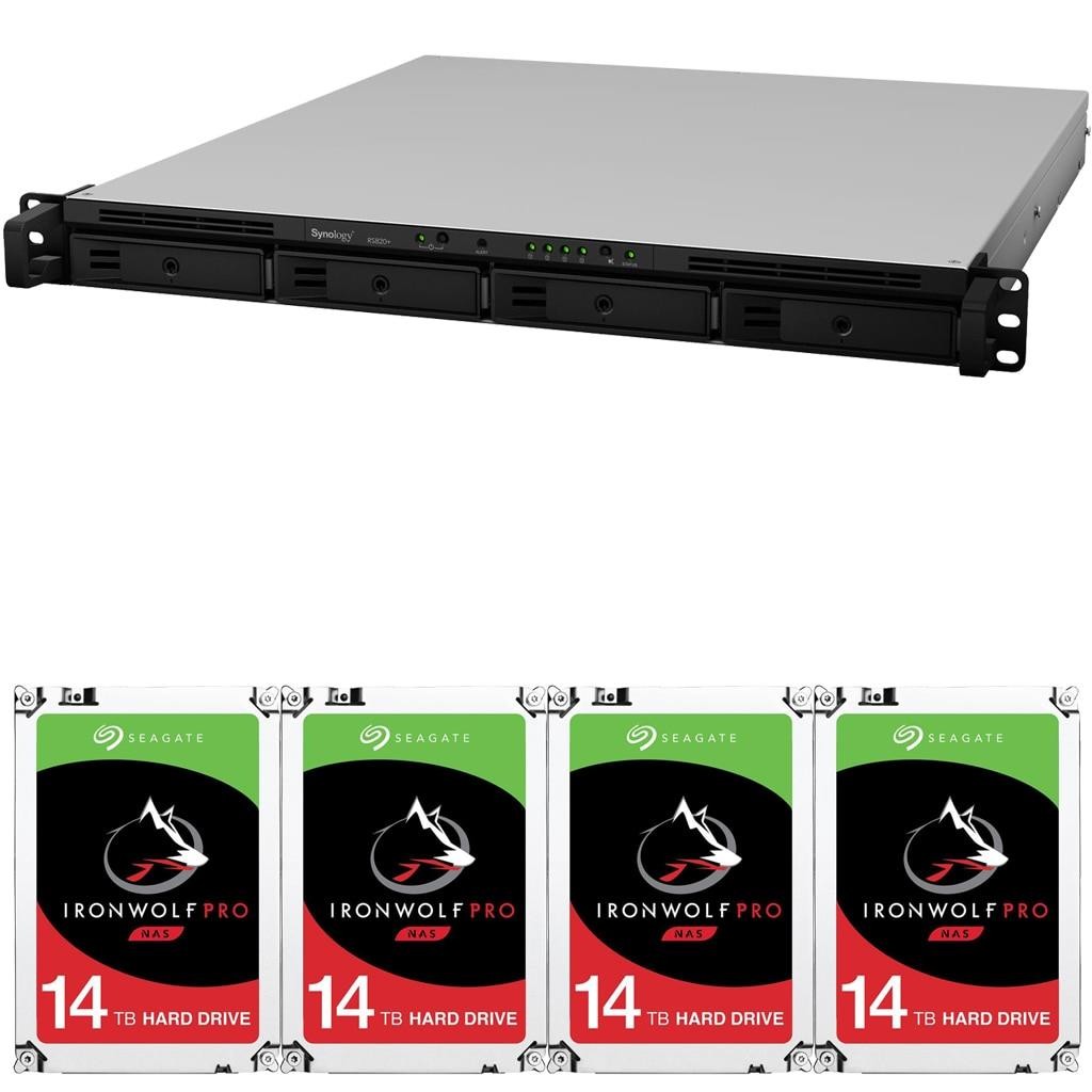 Synology RS820+ 4-Bay RackStation NAS with  56TB (4x14TB) of Seagate Ironwolf PRO NAS Drives Fully Assembled and Tested By CustomTechSales