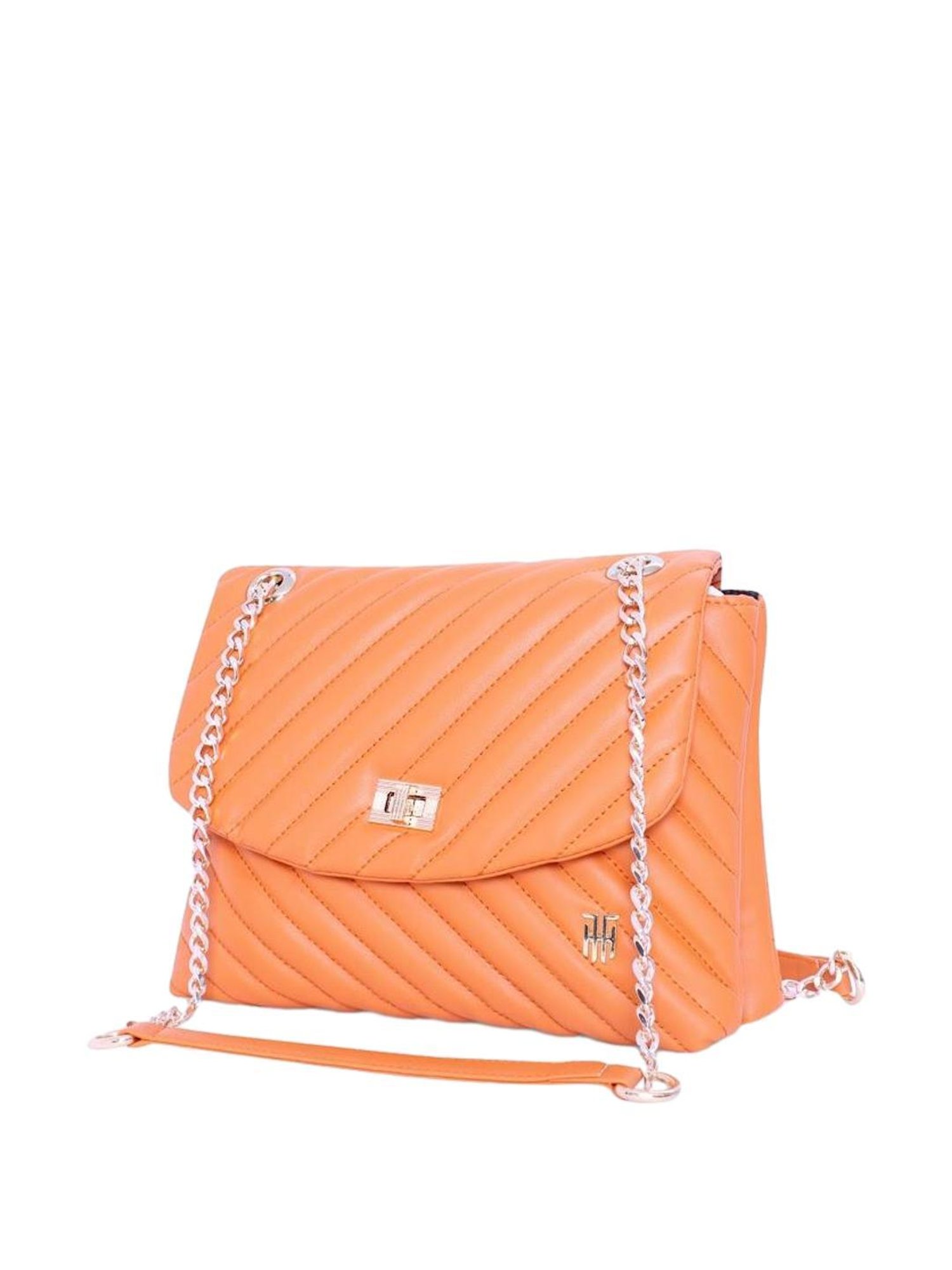 THE HOLISTIK Glamiitque Orange Quilted Medium Sling Handbag