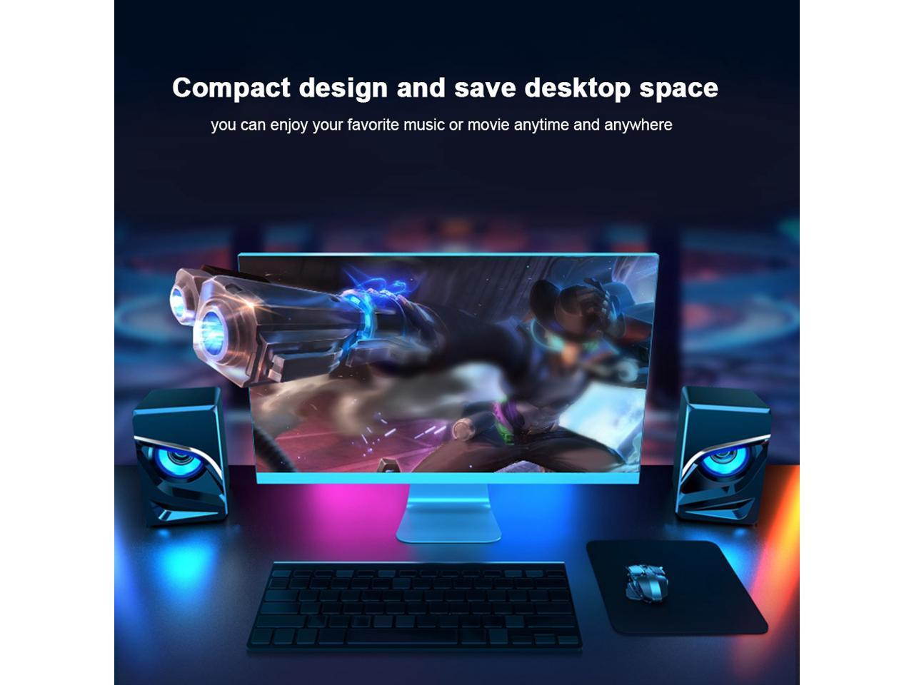 V116 Mini USB 2.1 Stereo Sound Speaker Desktop Computer Subwoofer Home Low Frequency Amplifier for Phone Notebook Upgraded Version