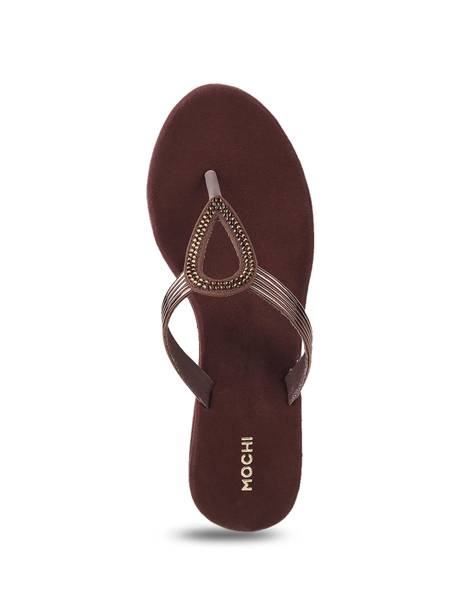 Mochi Women's Bronze Thong Wedges