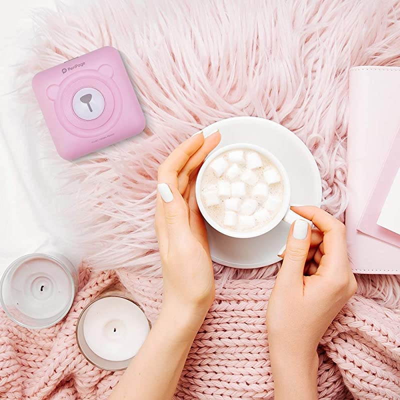 Mini Bluetooth Pocket Printer,Peripage Printer, Portable Label Sticker Receipt Printer, Compatible with Android iOS Devices Windows System for Mothers Gifts,Child Painting Couple.