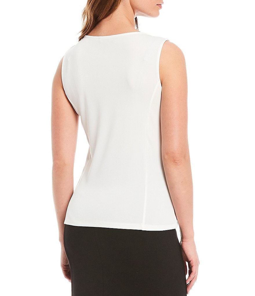 Donna Karan New York Sleeveless Front Drape V-Neck Shell