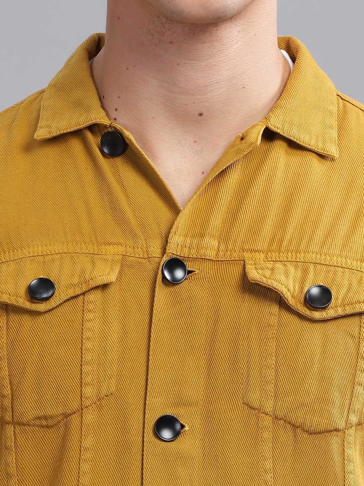 Kuons Avenue Khaki Regular Fit Denim Jacket