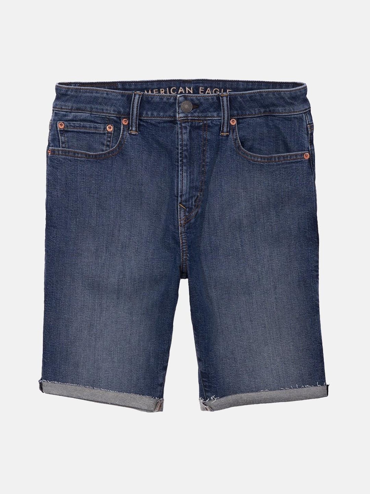 American Eagle Blue Cotton Regular Fit Denim Shorts