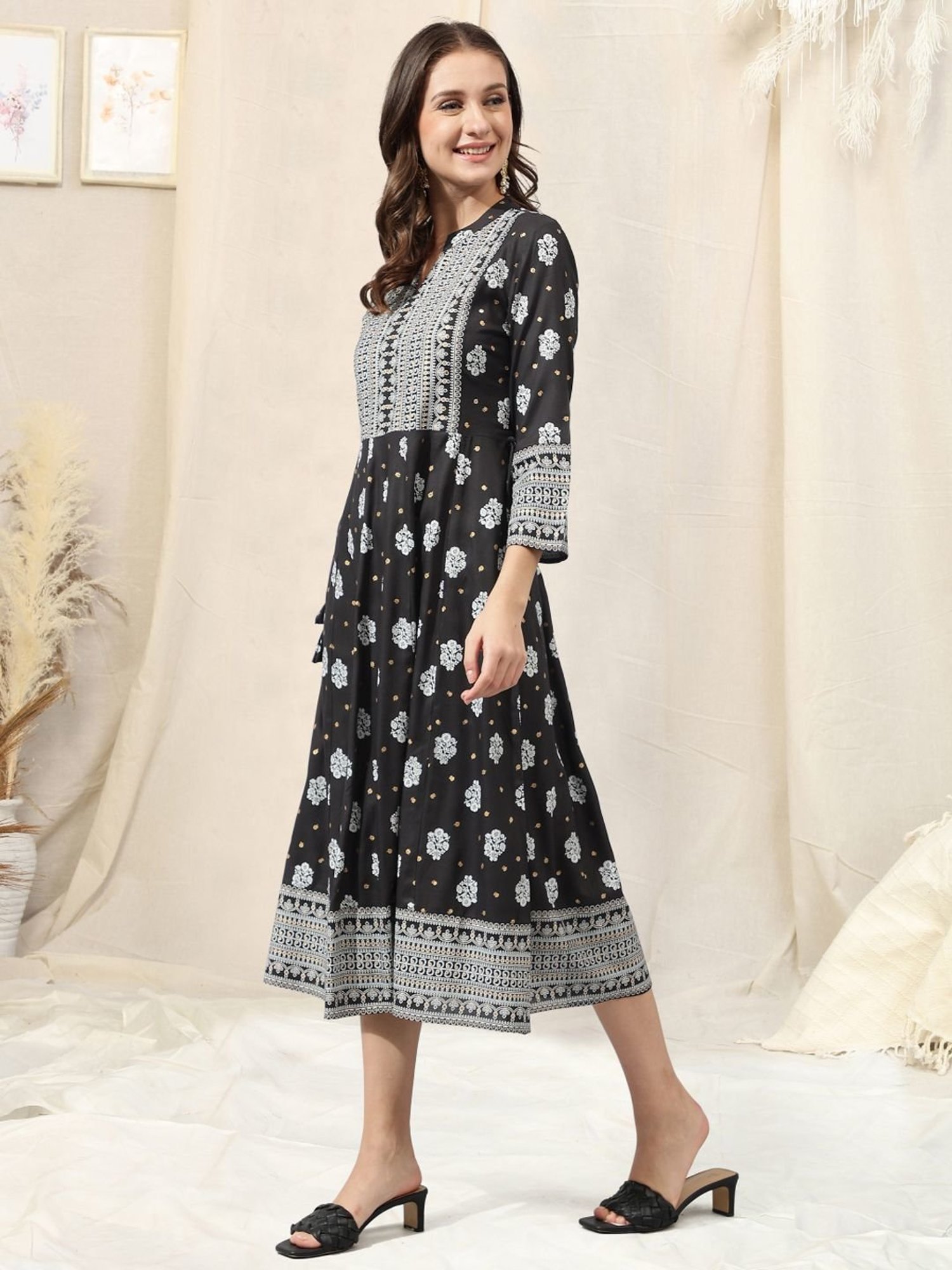 Saffron Threads Red Ethnic Dresses