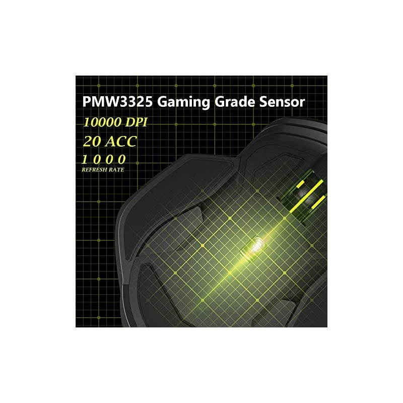 Ambidextrous Wired Gaming Mouse with 10000DPI Chroma RGB and Side Wing and Personalized Weights 6 Programmable Buttons Ergonomic Optical Computer Gaming Mouse M627S3325Black