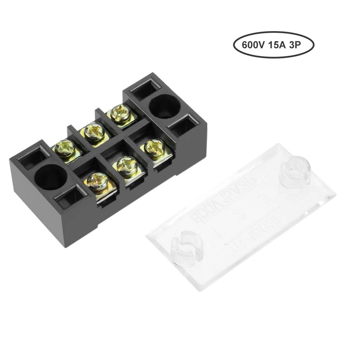 5 Pcs Dual Rows 3 Positions 600V 15A Cable Barrier Block Terminal Strip TB-1503L