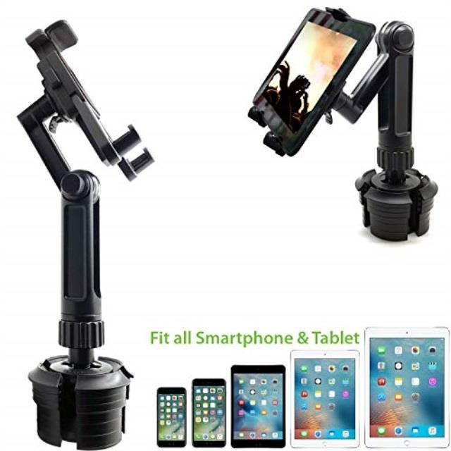 chargercity longneck drinks car semi truck cup holder mount for works w/tablets & phones  apple ipad pro 12.9 10.5 9.7 air mini, samsung galaxy tab, iphone 11 pro xs max xr x 8 galaxy s10 s9