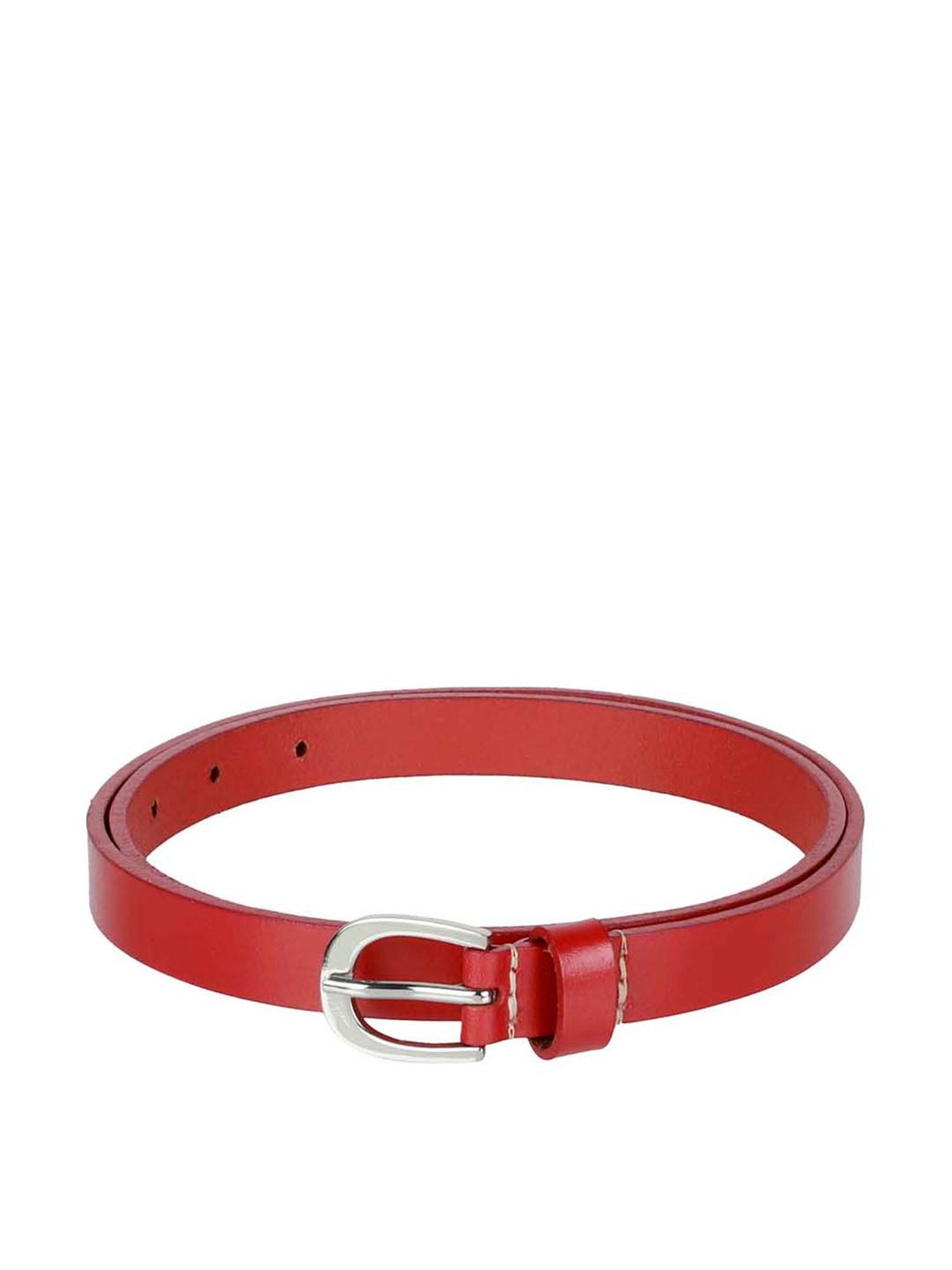 Aditi Wasan Red Leather Narrow Belt for Women