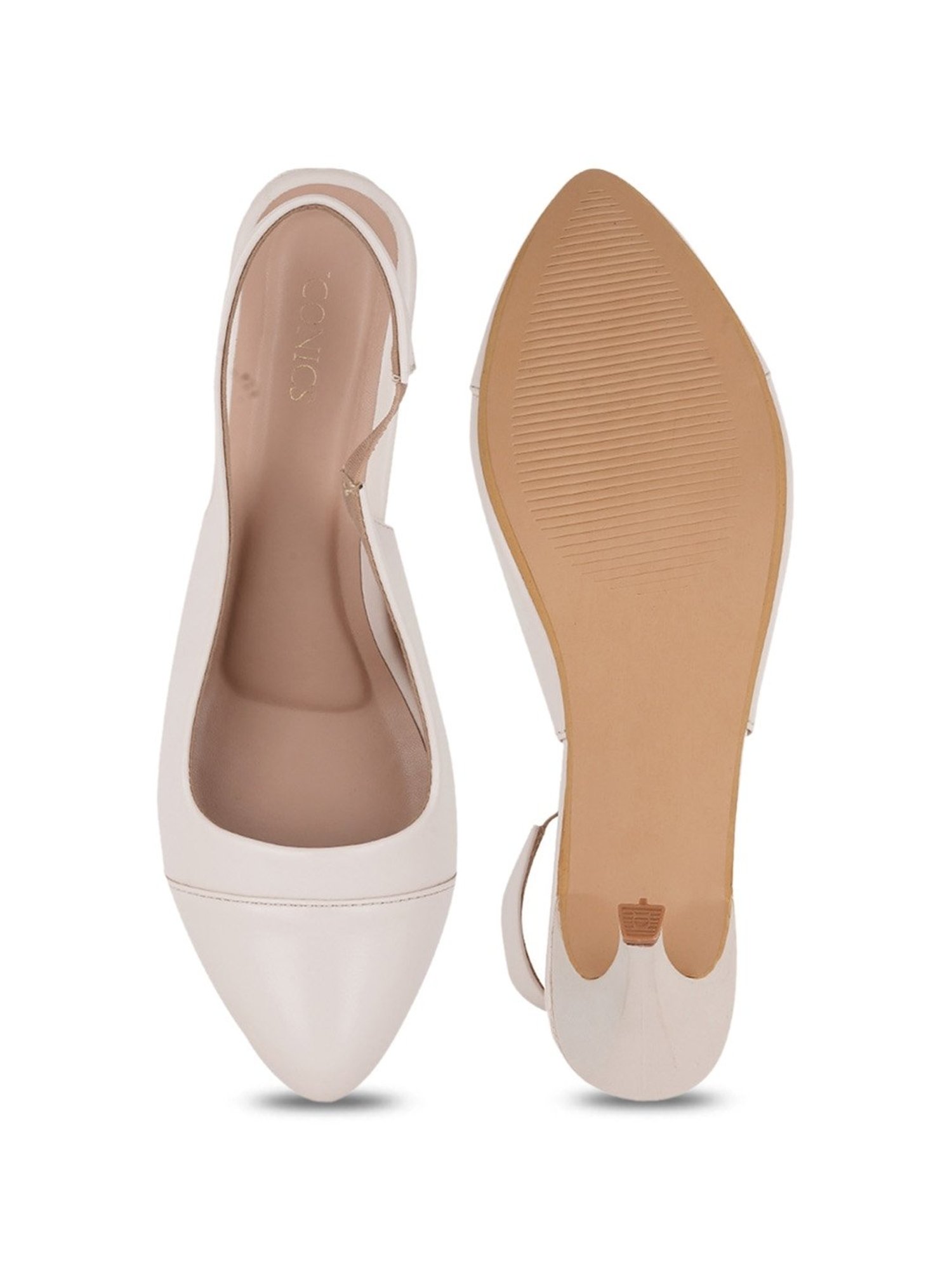 Iconics Women's Beige Sling Back Stilettos