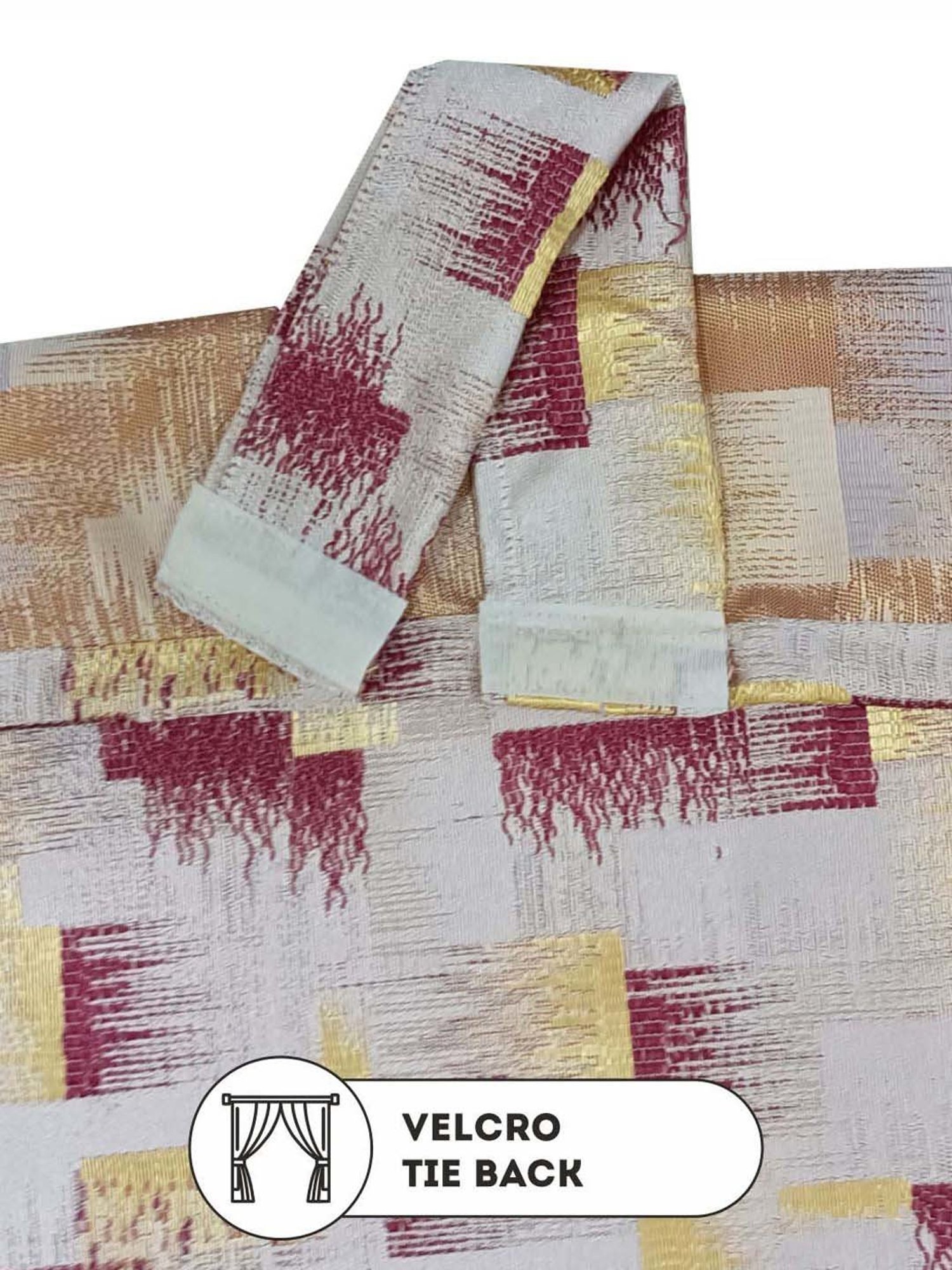 Bianca EL`PESSO Silver & Maroon Faux Silk 7 Ft. Door Curtain