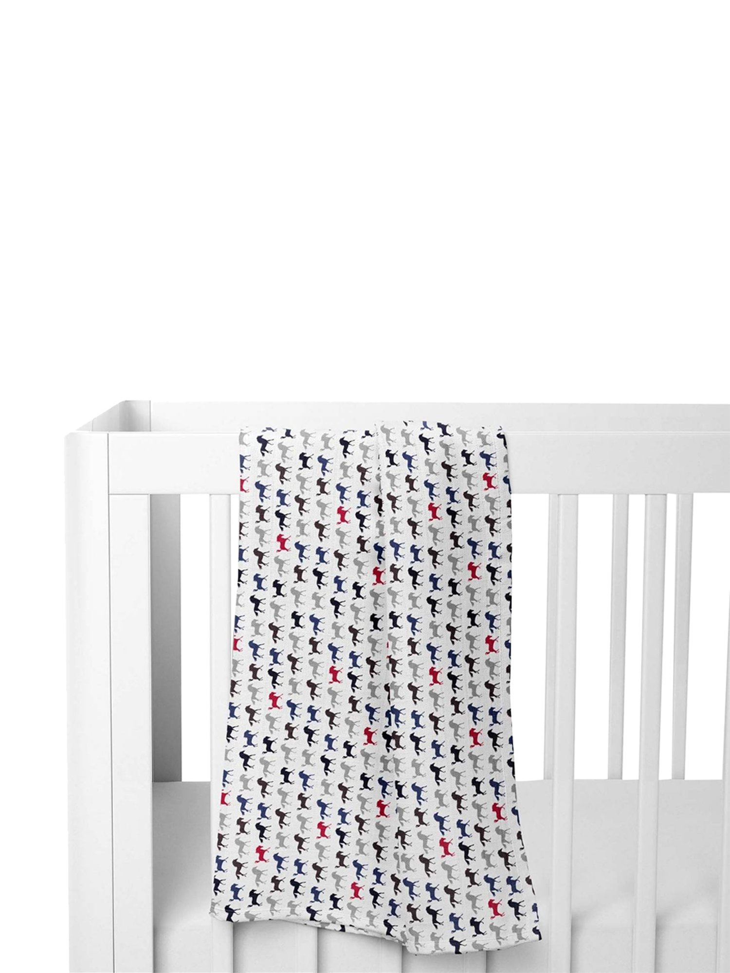 Haus & Kinder Printed Blue 40 TC Cotton New Born Swaddle Wrap - Set of 5