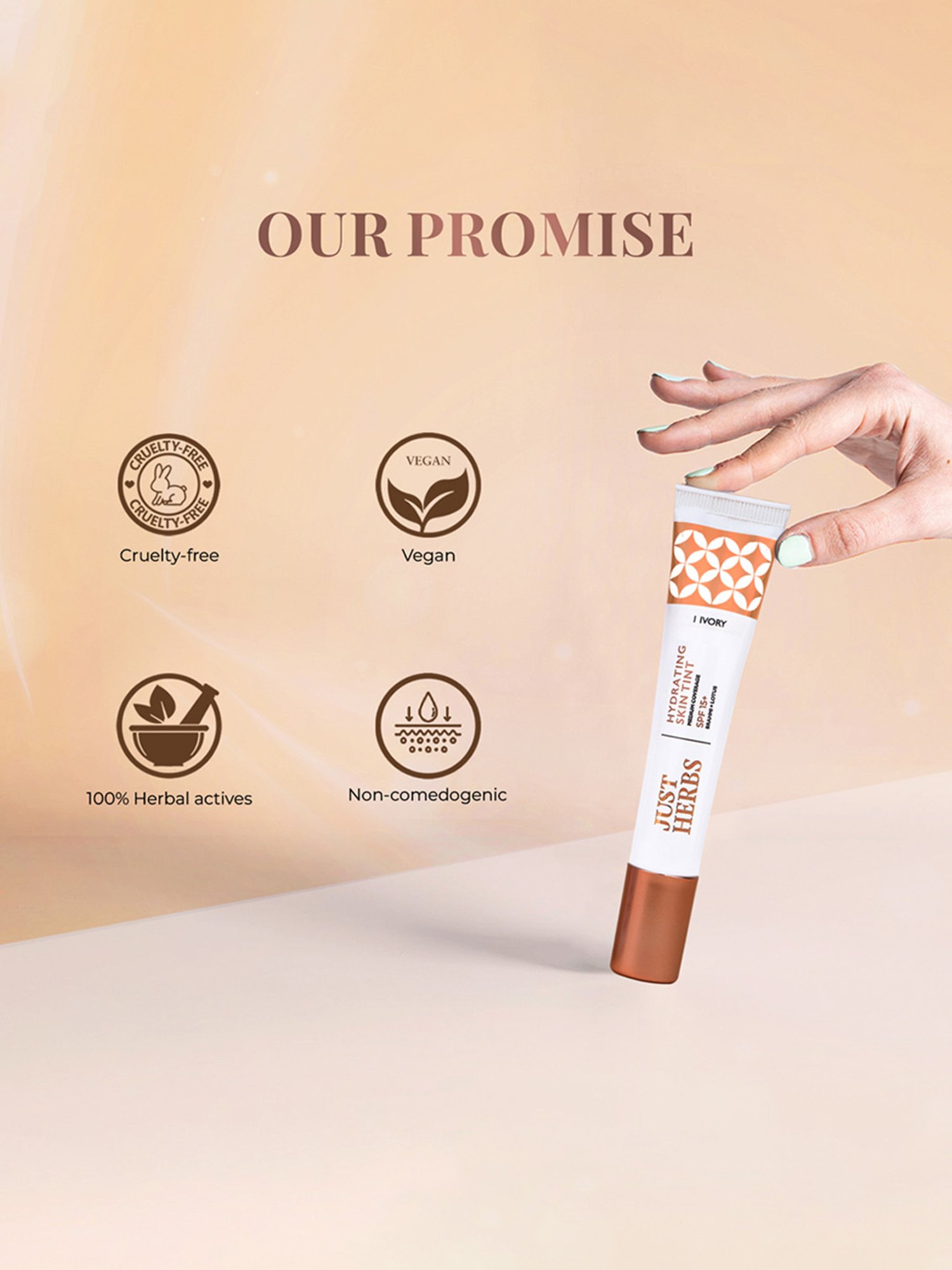 JUST HERBS Hydrating Skin Tint SPF 15+ 1 Ivory - 20 ml