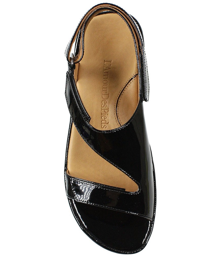 L'Amour Des Pieds Villarmosa Patent Leather Wedge Sandals