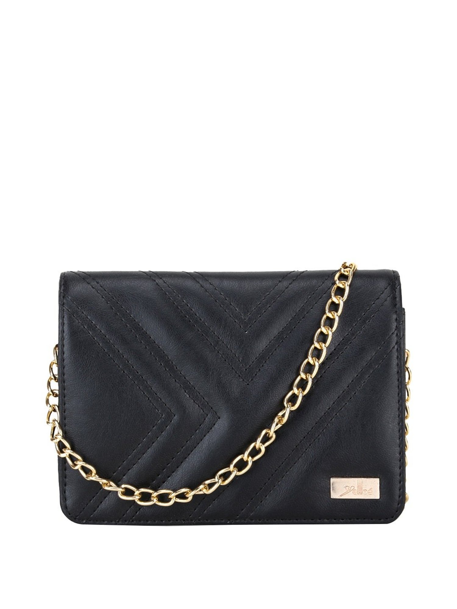 Yelloe Black Quilted Medium Sling Handbag