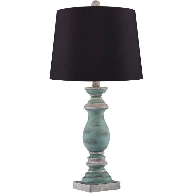 Regency Hill Patsy Blue-Gray Washed Black Shade Table Lamps Set of 2