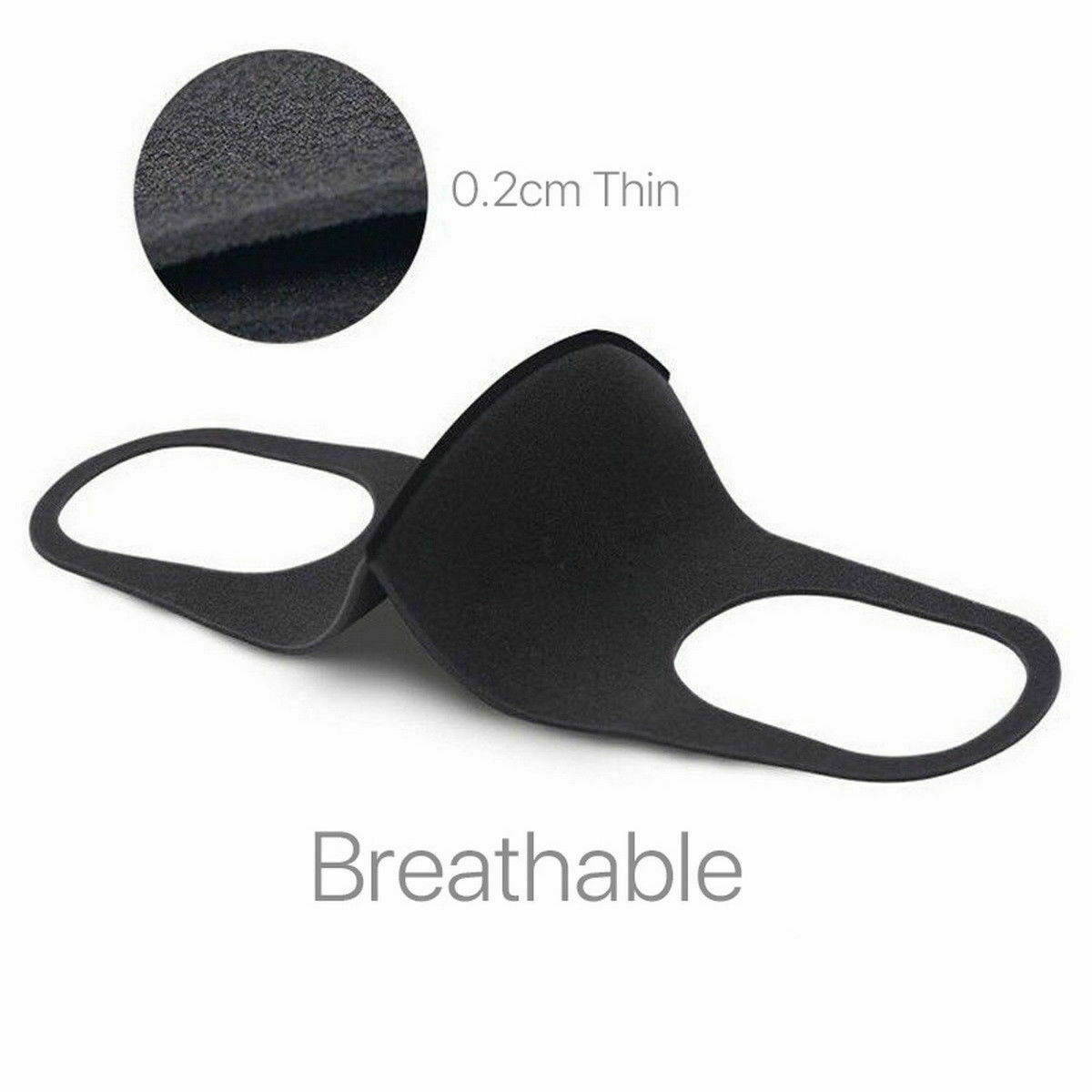 50 PCS Face Mask Black Washable Reusable Breathable Unisex Masks Cotton