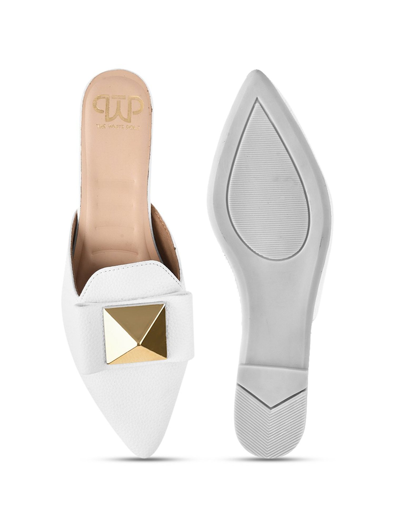 The White Pole Women's White Mule Shoes