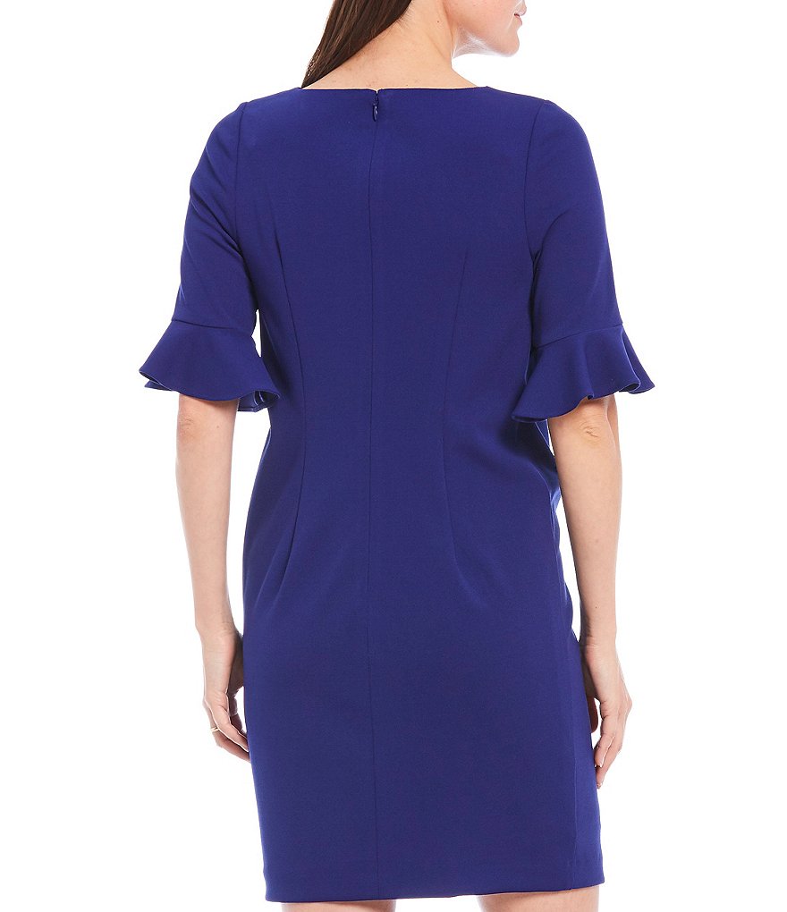 Alex Marie Kacey Ruffle Elbow Short Sleeve Round Neck Maternity Dress