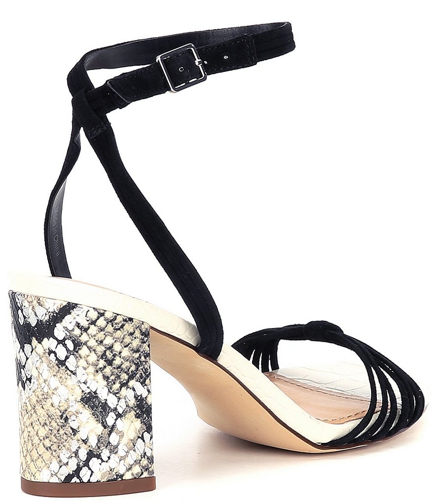 Gibson & Latimer Cordelia Square Toe Strappy Block Heel Snake Print Sandals