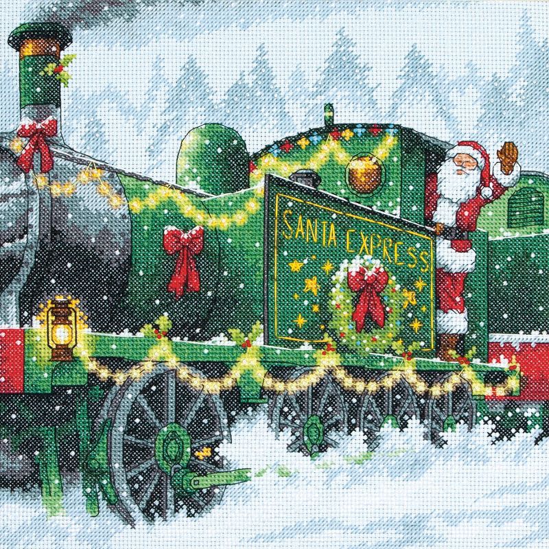 Dimensions Counted Cross Stitch Kit 10"X10"-Santa Express (14 Count)