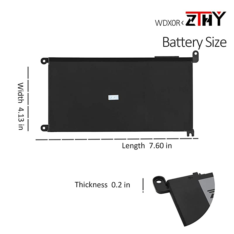 WDX0R Battery Replacement for Dell Inspiron 13 5368 5378 7368 7378 15 5565 5567 5568 5570 5578 5584 7570 7579 7569 P58F 17 5765 5767 5770 Series CYMGM WDXOR 3CRH3 T2JX4 FC92N 42Wh 114V 3Cell