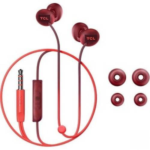 TCL Sunset Orange In-ear Headphones with Mic - SOCL300OR - Stereo - Wired - 28 Ohm - 10 Hz - 23 kHz - Earbud - Binaural - In-ear - Sunset Orange, Translucent