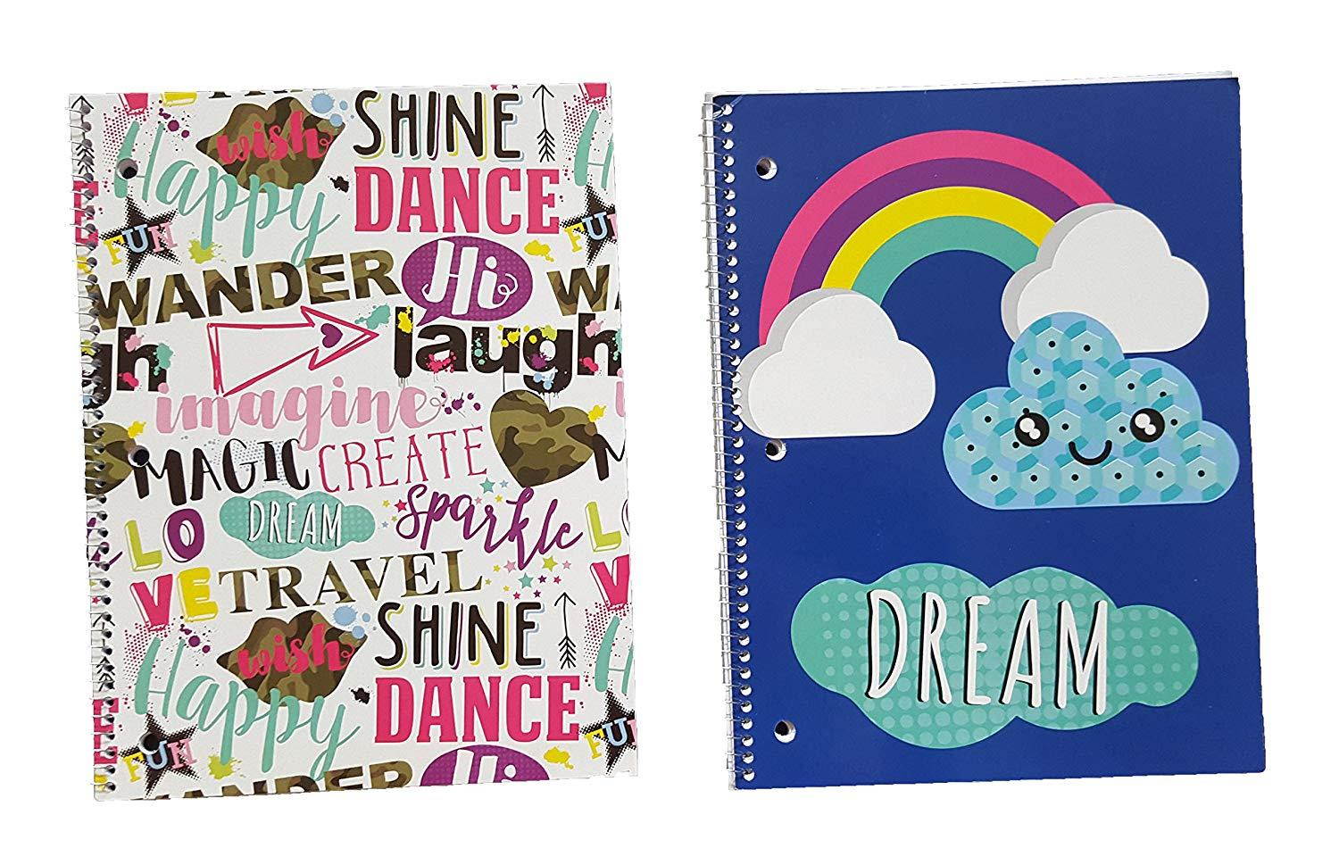 Couture Fashion 70 Sheet Spiral Notebooks- Set of 2 (Cloud)