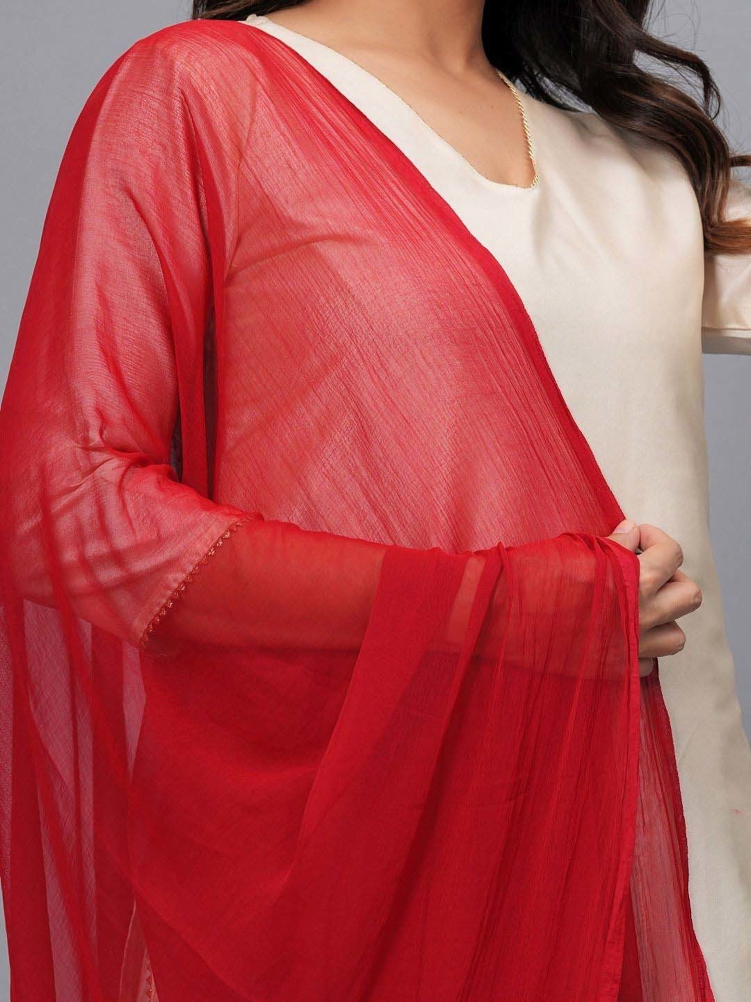 Stylum Red Plain Dupatta