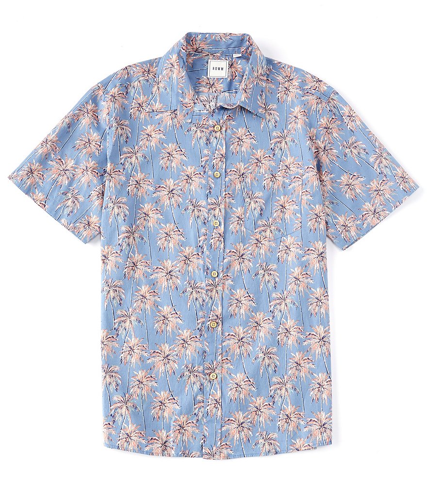 Rowm Short Sleeve Palm Tree Print Sportshirt