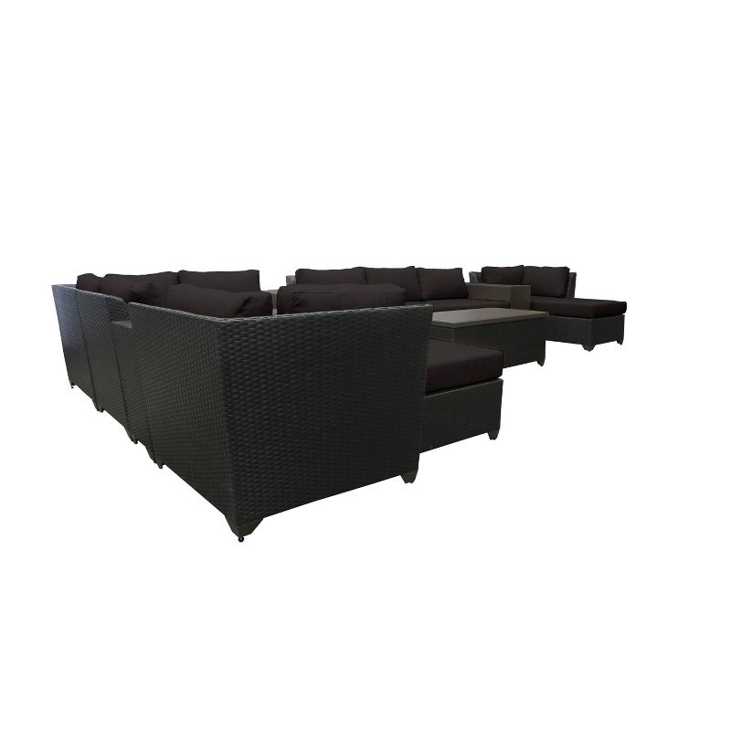 Barbados 14pc Patio Sectional Seating Set with Cushions - Black - TK Classics