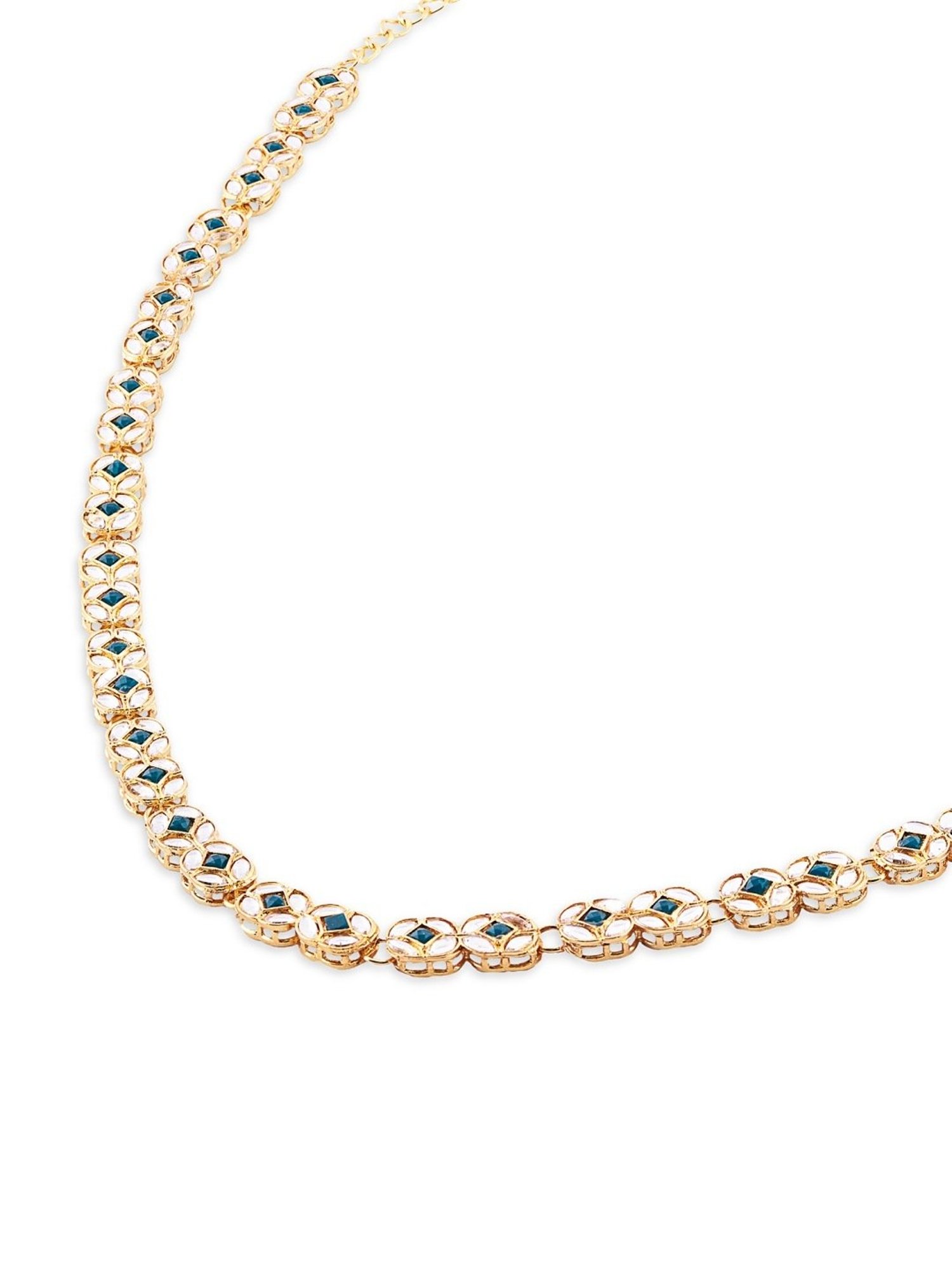 Zaveri Pearls Green Dazzling Kundan Embellished Sleek Bridal Kamarbandh-ZPFK16128